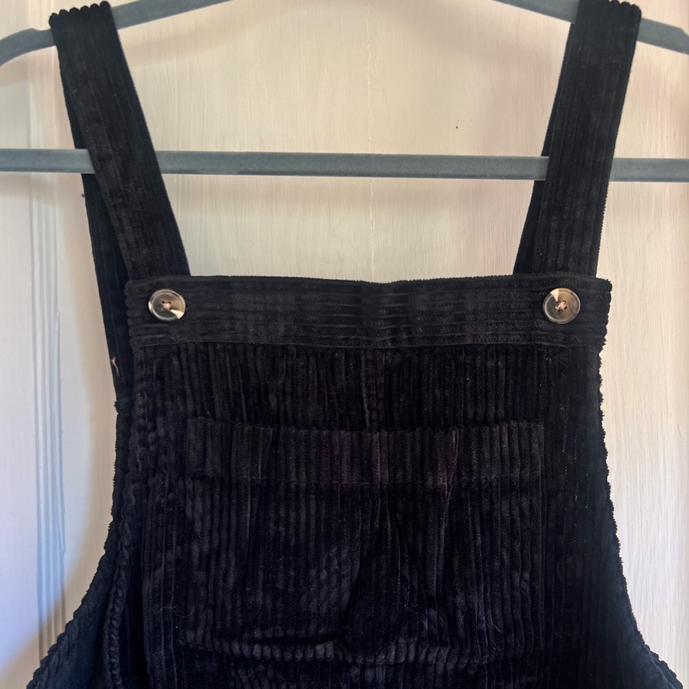 Black Corduroy Overall Mini Dress - Picture 4 of 7